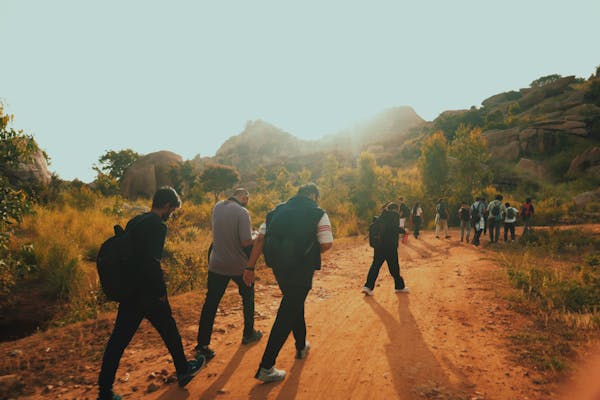 group hiking